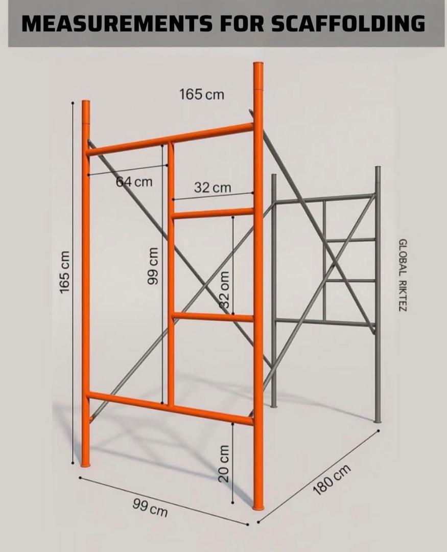 مقاسات هندسية دقيقة للسقالات المعدنية